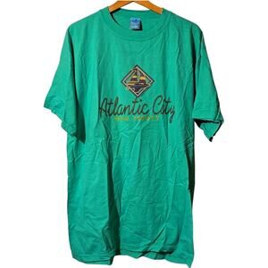 Vintage Large Green Atlantic City, New Jersey 100% Cotton T-Shirt [0115]